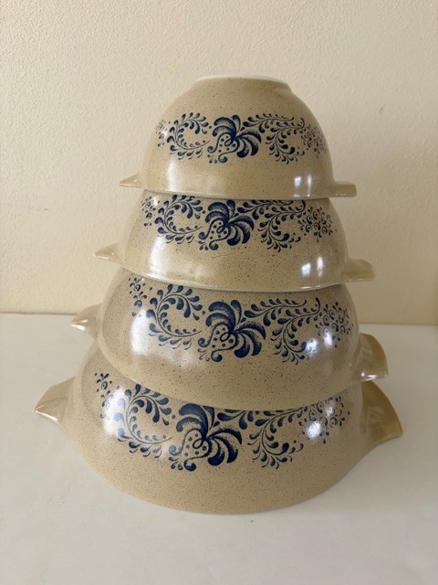 【1940s USA vintage】PYREX 6324-B 初期 鍋 Vintage Pyrex Homestead Cinderella Mixing Bowl Set 441, 442, 443