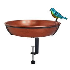 Copper Bird Bath Bowl Clamp On Railing Outdoor Garden Decor
