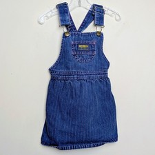 Osh Kosh B'Gosh Denim Pinstripe Overall Dress Vintage 80s Toddler Size 4T