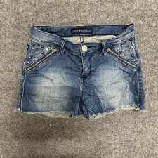 Rock Republic Denim Shorts Womens Size 2 Blue Studded Star Embellished Cut Off