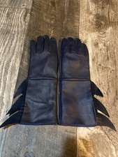 Navy Blue Genuine Leather Batman Cosplay Costume Gloves DC Comics Gauntlets