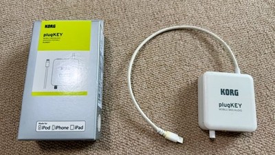 KORG plugKEY Portable iOS MIDI Audio Interface, White, Lightning Connector, Used