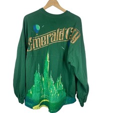 Wicked Universal Studios Emerald City Spirit Jersey Green Gold Glitter Large
