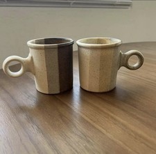 Jim McBride Vintage Fabrik Agate Pass Flat Stoneware Mugs McM, Set of 2