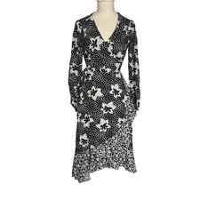 Anthropologie Porridge Amity Wrap Dress Size XS Black and White Floral