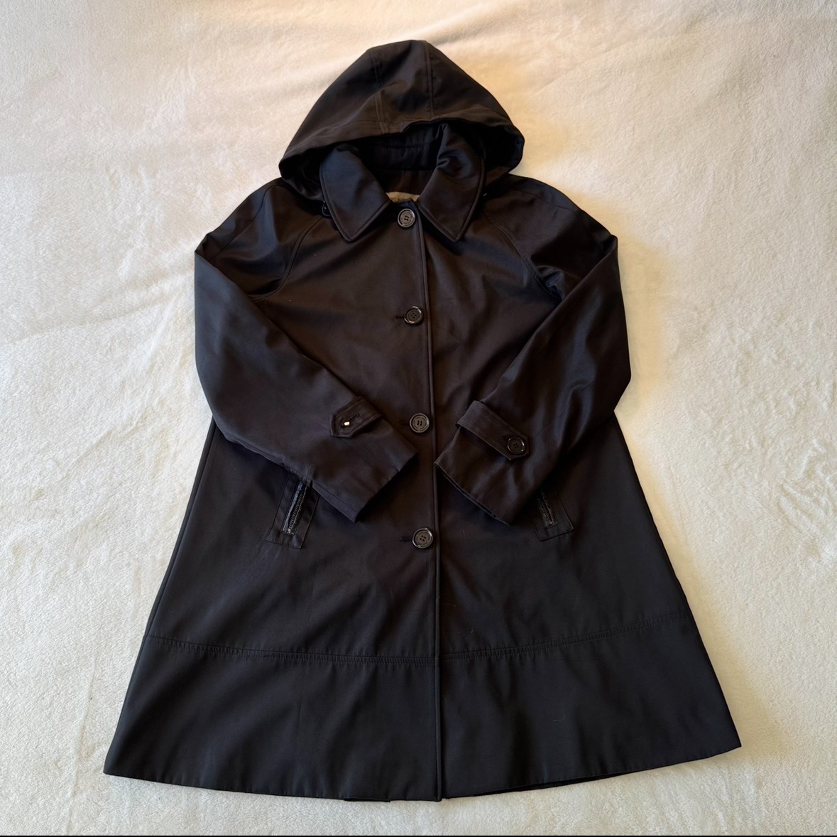 Marc New York Andrew Marc Jacket Womens Medium Black Hooded Trench Coat Winter