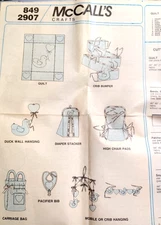 Baby Nursery Quilt McCall's 849 2907 Craft Pattern NO ENVELOPE Diaper Stacker UC