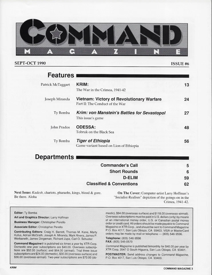 Command Magazine # 6   Krim - Crimea 1941; Lion in Ethiopia Expansion Unpunched - Image 2 of 4