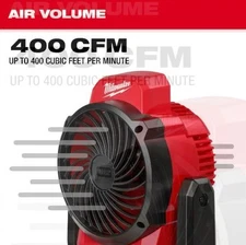 Milwaukee 0820-20 M12 12V Cordless Mounting Fan, 14 MPH - 400 CFM (Fan Only)