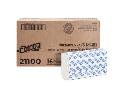 Genuine Joe GJO21100 Multifold Towels, 250 Sheets per Pack, 16 Pack