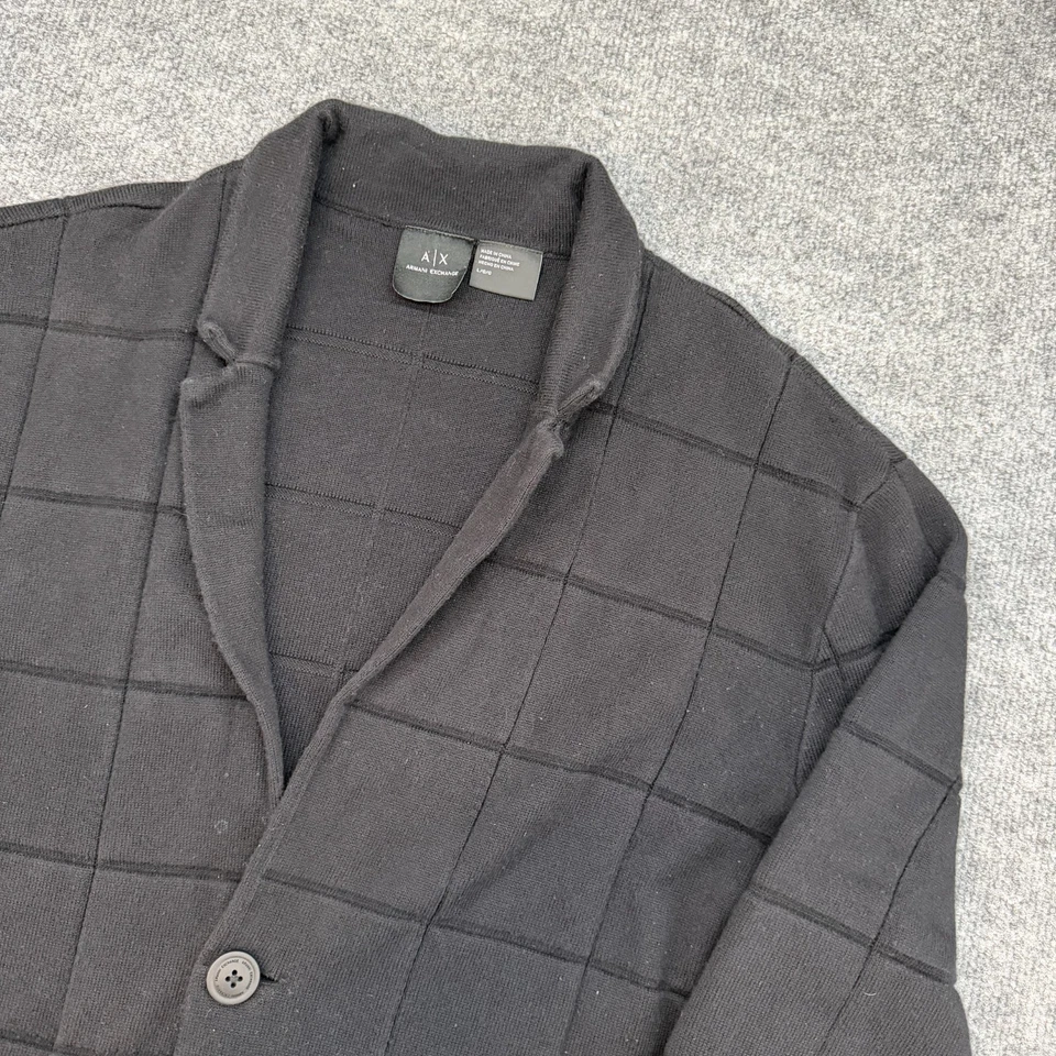 Armani Exchange Hombres Cremallera Completa Suéter Cárdigan Tejido Chaqueta Talla Grande Negro Foto 2 de 4