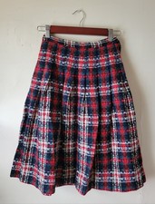 Vintage 50s 60s Classic Red Plaid Tartan Wool Pleated Skirt Union XS 23"