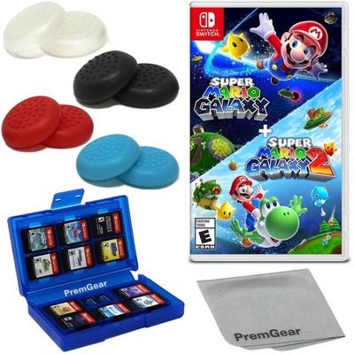 Super Mario Galaxy + Super Mario Galaxy 2, Thumb Grips 8pk, Game Holder & Cloth