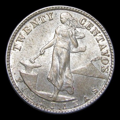 1944-D Philippines Twenty Centavos Silver ---- Stunning Foreign Coin ---- #PP819