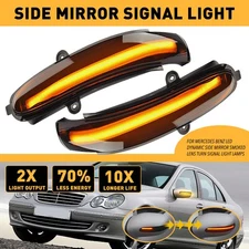 2Pcs Smoke Sequential LED Side Mirror Light Turn Signal Amber Mercedes For Benz
