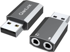 USB to 3.5mm Audio Adapter 2-Pack ,External Stereo Sound Card with Dual TRS 3-P