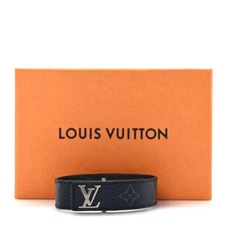 Louis Vuitton LV Slim Bracelet M435 Black & Gray Size 21 Adjustable