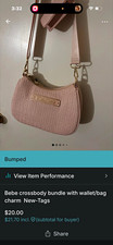 bebe Small Pink Logo Embossed Crossbody Zip G...