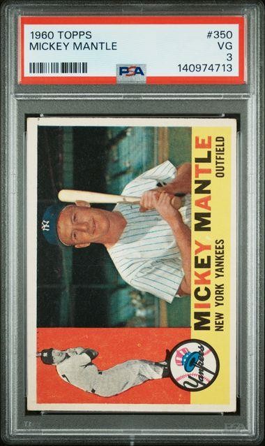 1960 Topps Baseball MICKEY MANTLE Original Trading Card Yankees #350 PSA 3