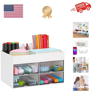 Multifunctional White Storage Box with Drawers - Ideal for Desk Organization