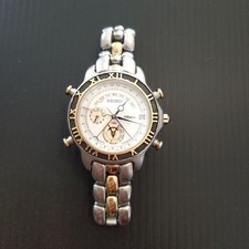 Orologio Seiko 6M13 7000 orologio calendario perpetuo cinturino argento oro 1...