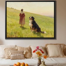 Bernese Mountain Dog Oil Painting Canvas Print Rustic Landscape Wall Art Decor