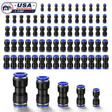 100 Pcs Pneumatic Air Hose Fittings Kit 5 Sizes Push to Connect Quick Release