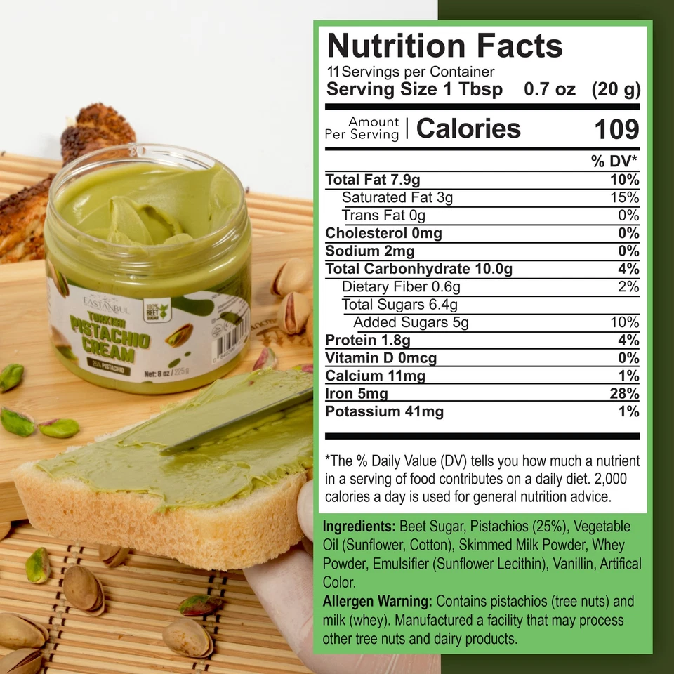 Фисташковый крем Eastanbul, 8 унций, фисташковое масло, турецкий фисташковый крем - Изображение 2 из 4
