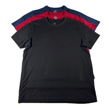 George Mens Large 42-44 Crew Neck T Shirts Moisture Wicking Soft- Red Blue Black