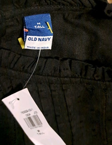 NWT Old Navy pintuck dress Med Tall Blk Witchy Smocked Fairygoth Lace Embroidery - Picture 9 of 10