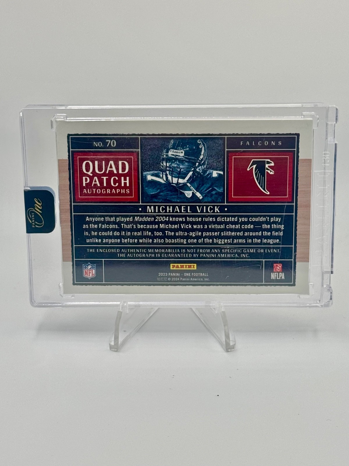2023 Panini One Michael Vick Quad Patch Auto /49 view 2