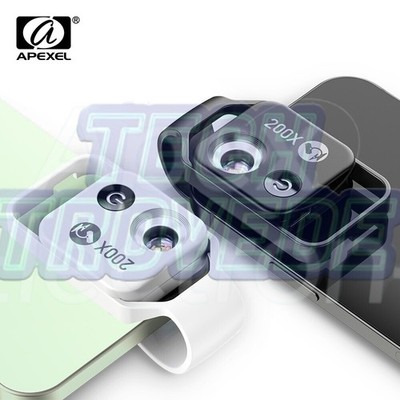 APEXEL 200X Magnification lens with CPL Mobile LED Light Micro Pocket Macro