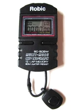 ROBIC SC 505W STOPWATCH, NASCAR TEAM USED, MULTI-MODE 12 LAP MEMORY  NEW BATTERY