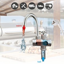 MAUK&reg; Wasserhahn | elektrischer Durchlauferhitzer LED Temperaturanzeige Silber