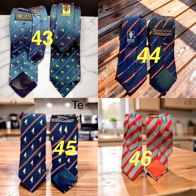 Gucci Silk Tie - Red Interlocking G Monogram Crest Logo Made In Italy Authentic