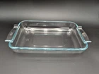 Pyrex de Corning France Clear Glass Casserole Dish Side Handles 233 V Aqua Tint