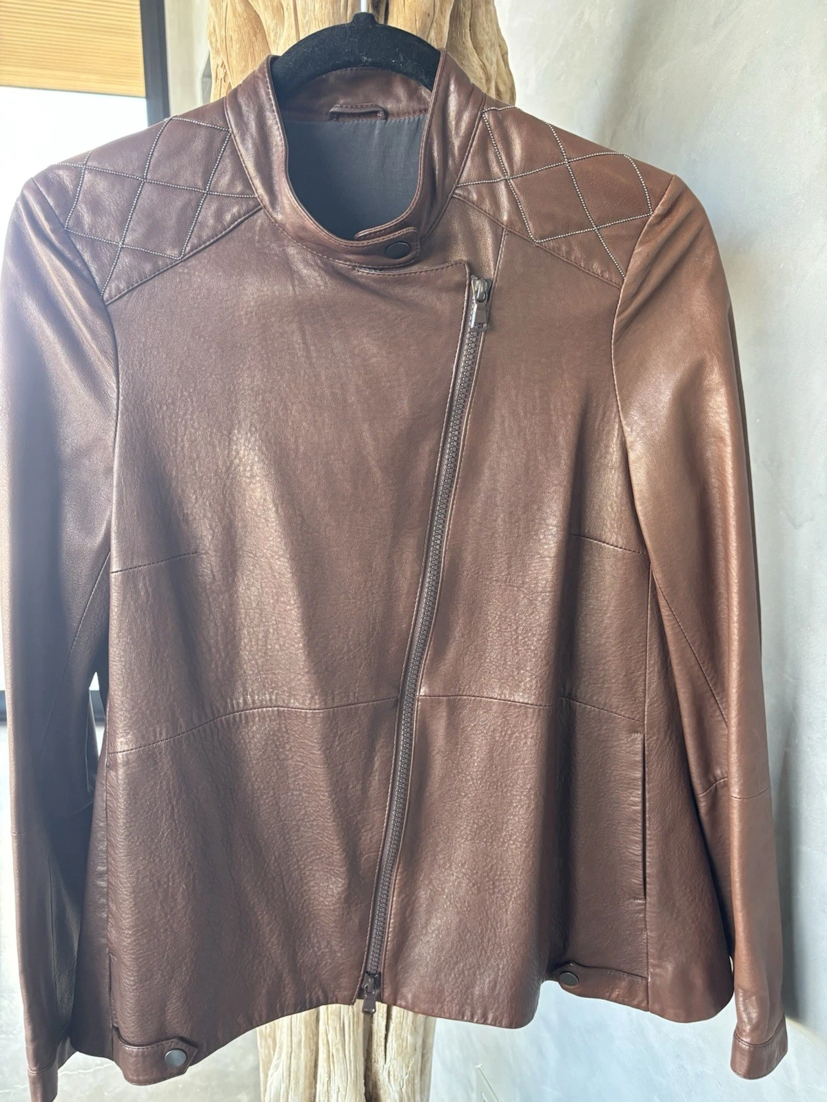 Brunello Cucinelli — BRUNELLO CUCINELLI Women Leather Jacket Monilli Brown IT40 / US 4 $4995