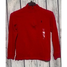 NWT Polo Ralph Lauren Boys Red Quarter 1/4 Zip Pullover Sweater M 10-12 Preppy