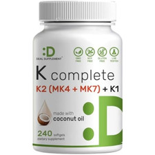 Vitamin K Complete - High Potency Vitamin K2 MK-7 and MK-4  K1, 240 Softgels