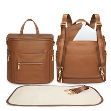 Diaper Bag Backpack Baby Diaper Bag, Large Leather Diaper Bag Backpack with C...