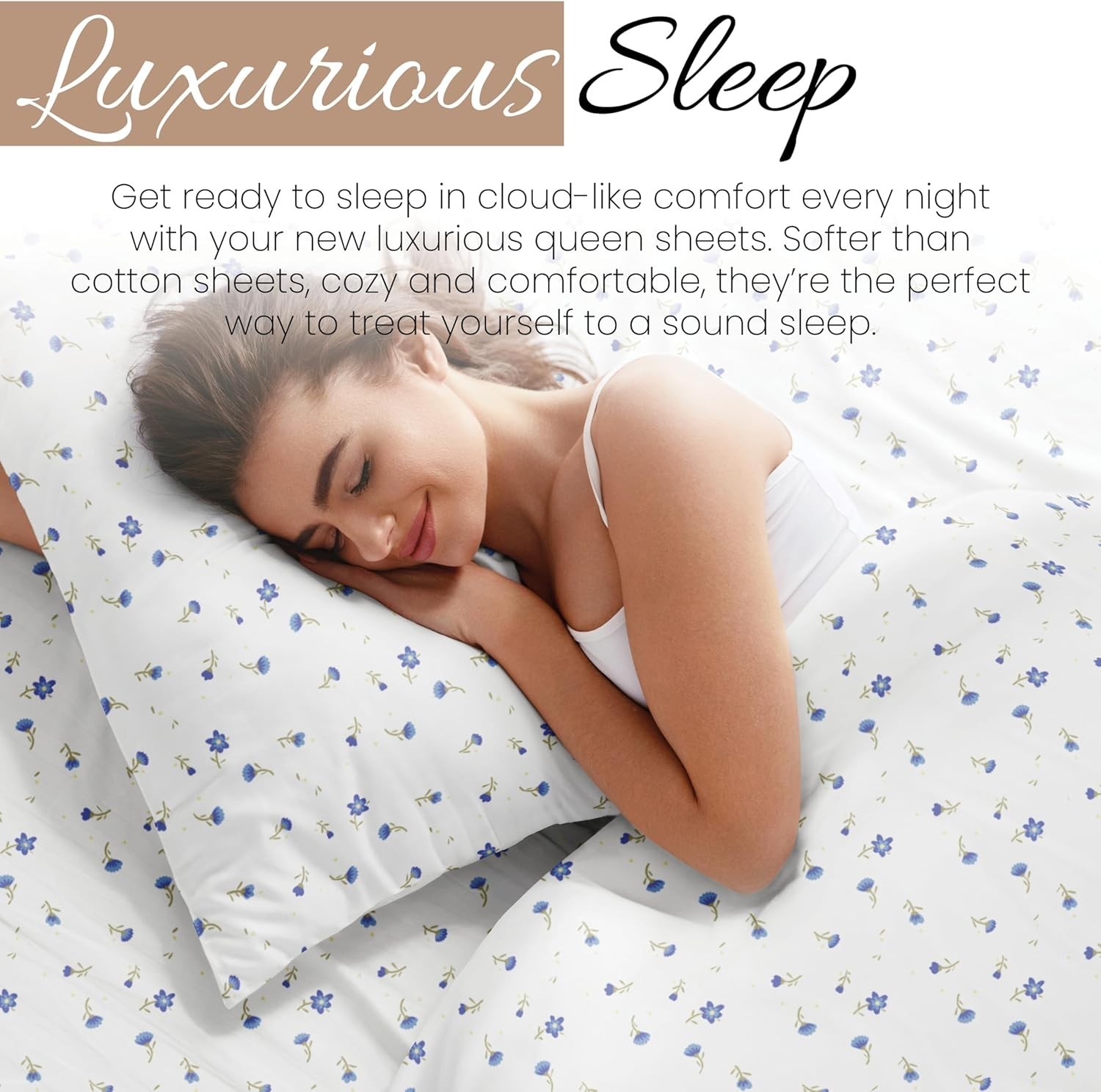 Double-Brushed Patterned Microfiber Queen Sheet Set 4 Piece – Oeko-TEX Certif...