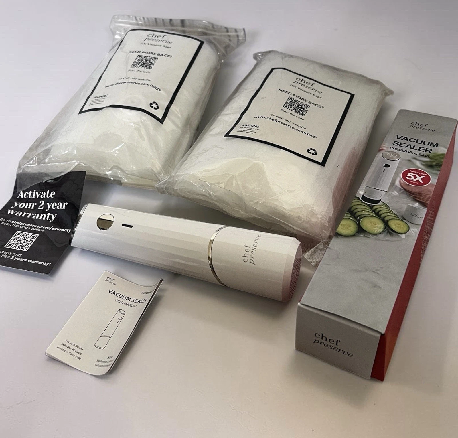 Chef Preserve Vacuum Sealer Fresh Food 5x Longer + 10 Medium Bags 15 Small Bags
Opens in a new windo