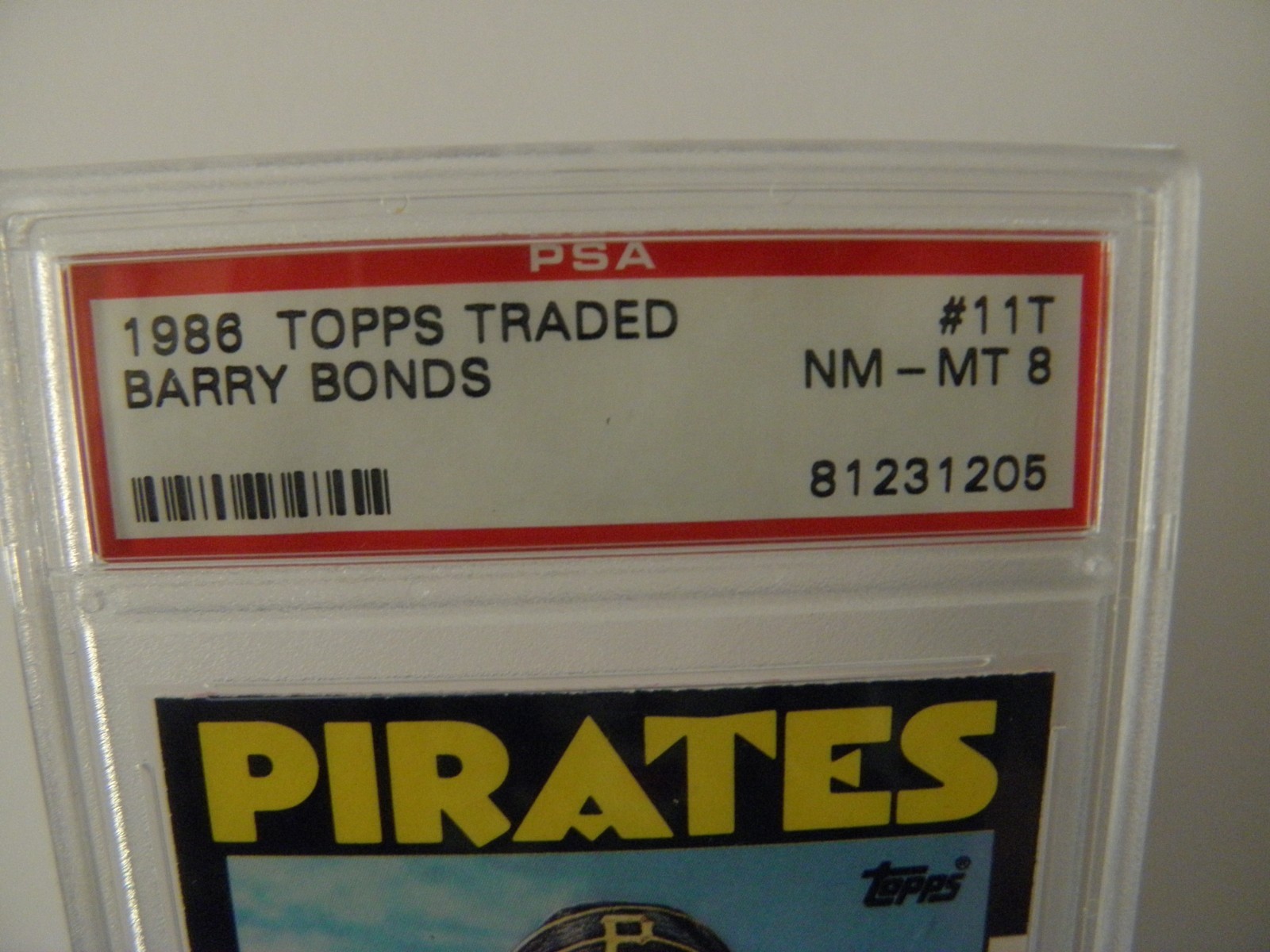 1986 TOPPS TRADED BARRY BONDS  #11T  BASEBALL CARD PIRATES PSA 8 view 2