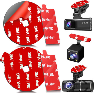 4Pcs Adhesive Sticky Pads for Front and Rear Dash Cam, Heat Resistant Red 
