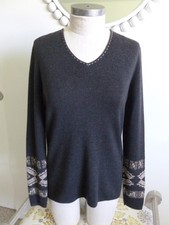PENDLETON Sweater Southwest Aztec Women Sz S Bust 38" 100 Merino Wool Gray NWOT