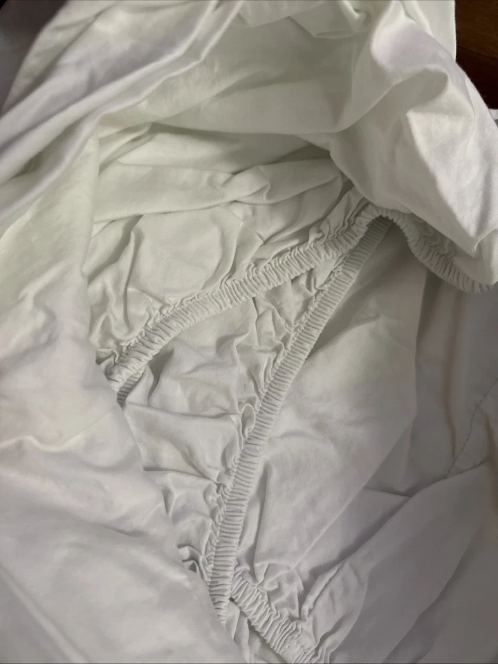 Anthropologie Maeve Vieira Satén Orgánico Lt Azul Verde Rick Rack Sábanas Completas Foto 4 de 4