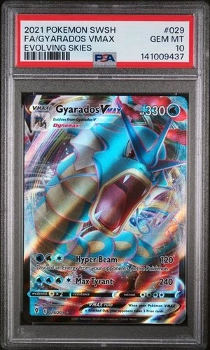 2021 POKEMON SWORD & SHIELD EVOLVING SKIES #029 FULL ART/GYARADOS VMAX PSA 10