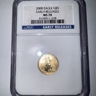 2008 Eagle Gold $5 Early Releases MS 70  NGC