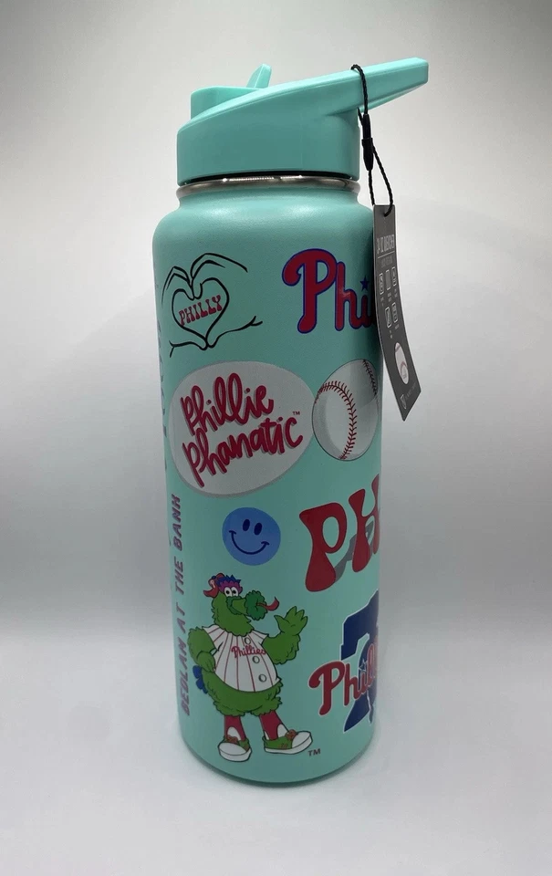 Philadelphia Phillies 34Oz Stainless Steel PHANATIC Quencher Bottle - TEAL NWT - Image 2 of 4