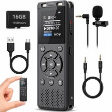 16GB Digital Voice Recorder With Playback Noise Reduction Voice Activated MP3